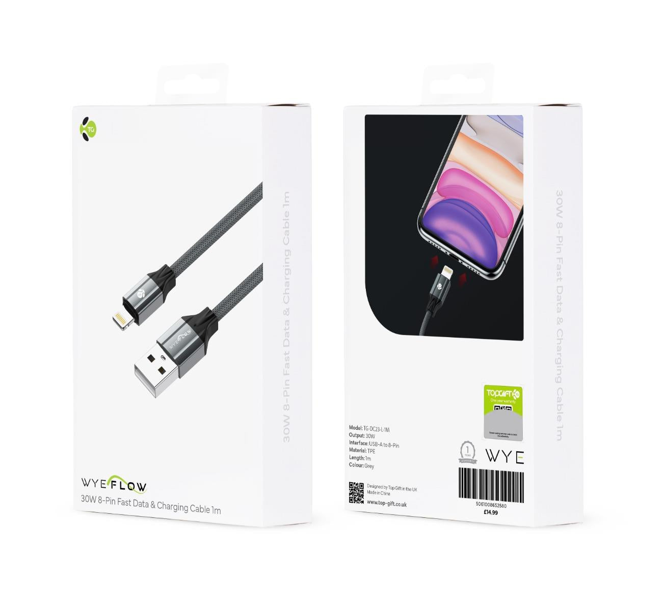 WYEFLOW 30W 8-Pin Fast Data & Charging Cable 1m