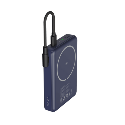 WYE 10K Magnetic Power Bank PB72 With Detachable Cable - Blue