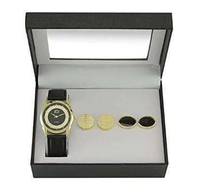 Time Design Gents Analogue Black Leather Strap Watch & Two Pair of Cufflinks Gift Set TDX0713G30 - CLEARANCE NEEDS RE-BATTERY