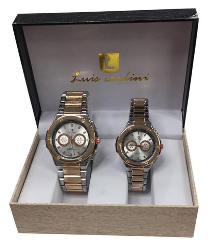Luis Cardini Couple Mens & Ladies Fashion Dial & Bracelet Watch Gift Set