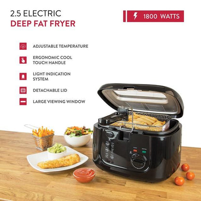 Quest 2.5L Deep Fryer With Removable Lid - Black