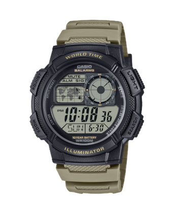 Casio Men's Digital Sports Green Resin Strap Watch - AE-1000W-5AVDF