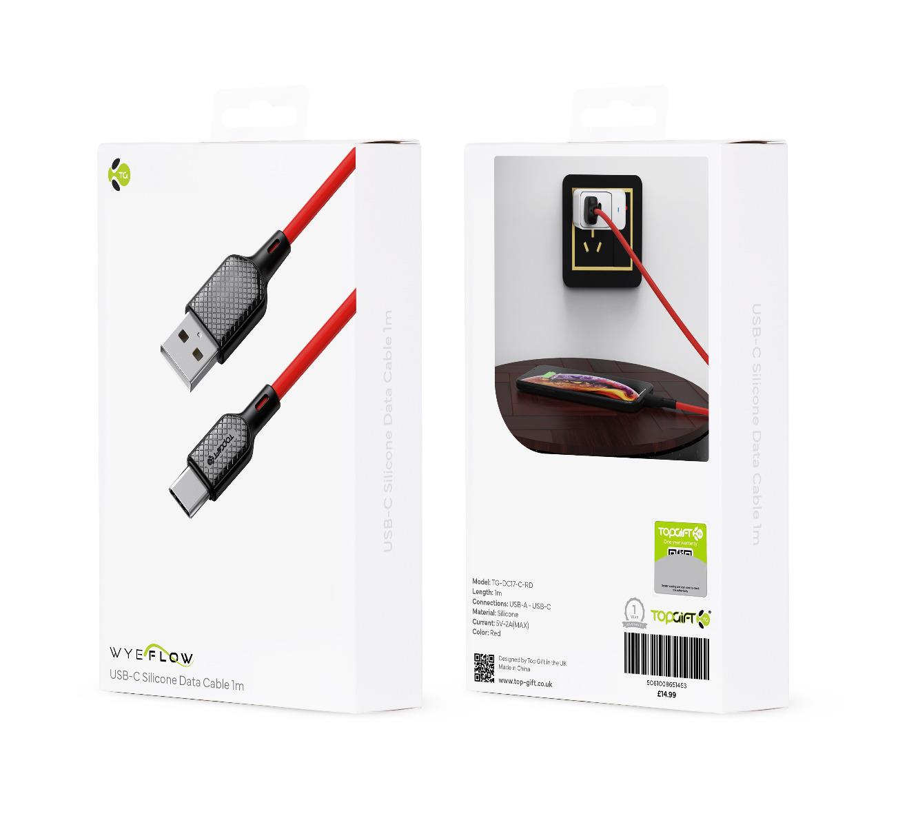 WYEFLOW USB-C Silicone Data Cable Red
