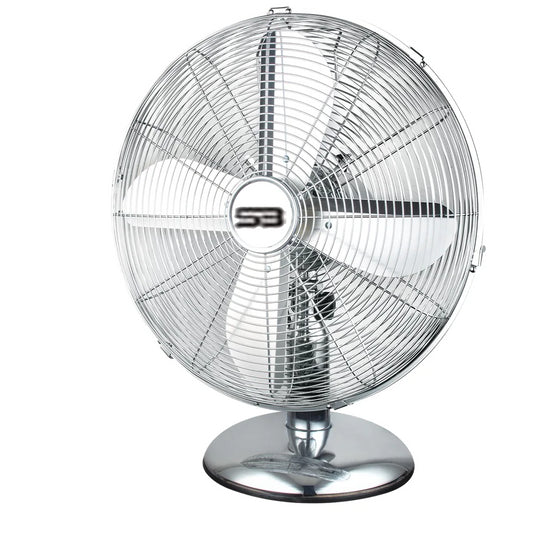 16" inch Metal Desk Electric Cooling Fan Chrome Indoor/Outdoor
