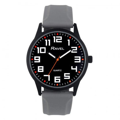 Ravel Mens Sports Black Dial Silicone Strap Watch Available Multiple Colour