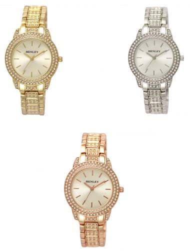 Henley Ladies Fashion Bling Diamante crystals Bracelet Watch H07275 Available Multiple Colour