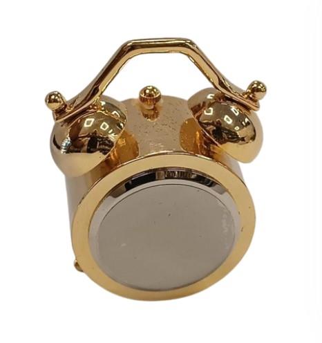 Miniature Clock Gold plated Double Bell Solid Brass IMP94 - CLEARANCE NEEDS RE-BATTERY