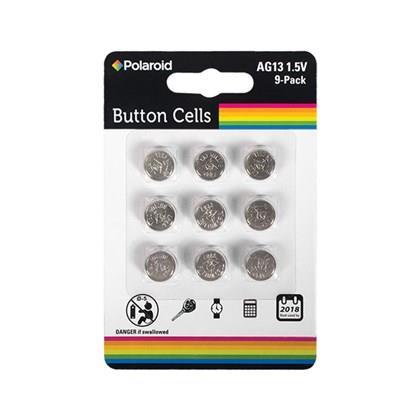 Polaroid 9pc 1.5v AG13 Alkaline Button Cell Battery