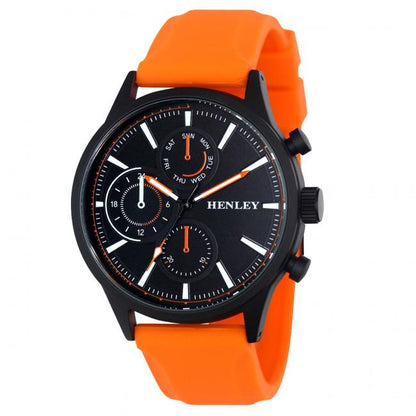 Henley Mens Fashion Multi Eye Black Dial With Sports Large Silicone Strap Watch H02222 Available Multiple Colour