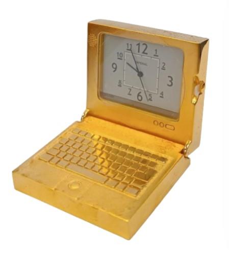 Miniature Clock PC Laptop Computer Goldtone Plated Solid Brass IMP1001G - CLEARANCE NEEDS RE-BATTERY