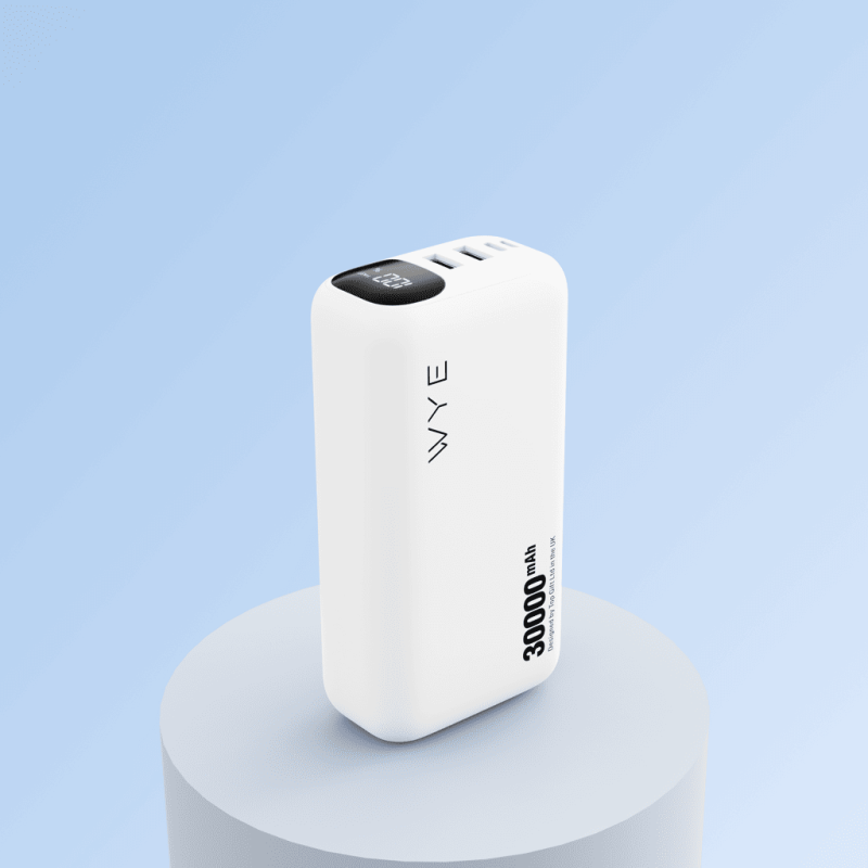 WYE Flux Super Fast Charging Power Bank – 30000mAh, Dual USB-A + USB-C, LED Display