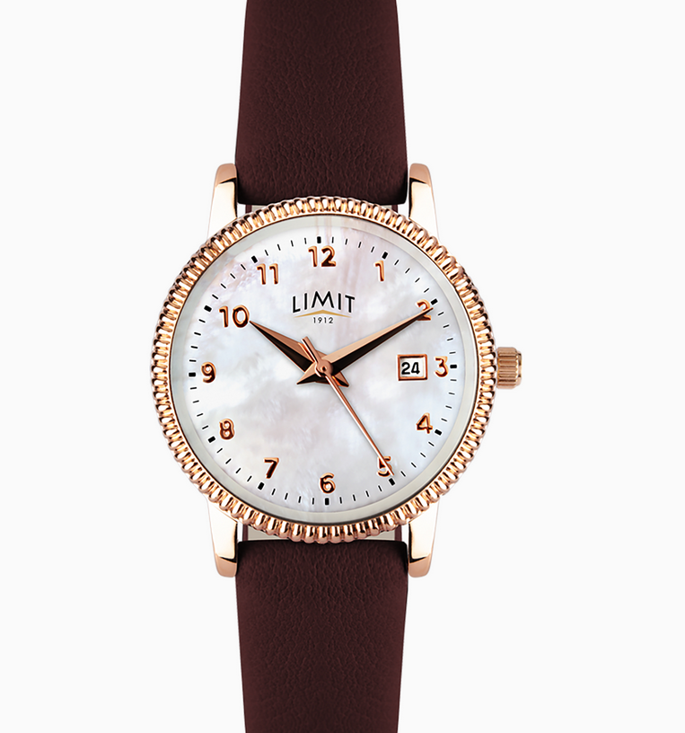 Limit Ladies Rose Gold Case & PU Strap with White Dial Watch