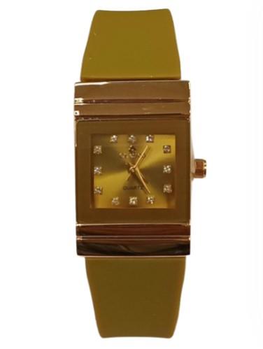 Clasico Ladies Water Resistant Bling Square Dial Rubber Strap Watch Available Multiple Colour