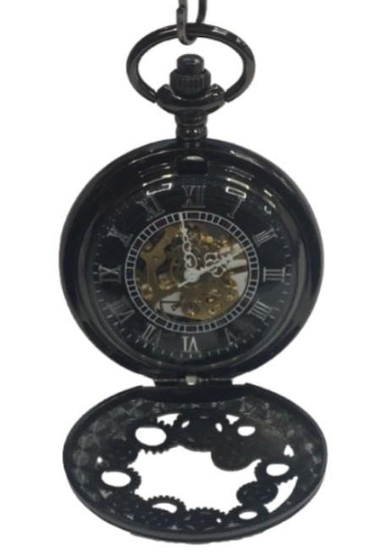 Mens & Ladies Mechanical Hand Winding Half Hunter Steampunk Gun Pocket Watch