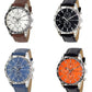 Henley Mens Polished Silver Sports Multi Eye Dial Leather Strap Watch H03016 Available Multiple Colour