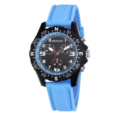 Henley Ladies Fashion Round Matt black sports dial Silicone Strap Watch H06182 Available Multiple Colour