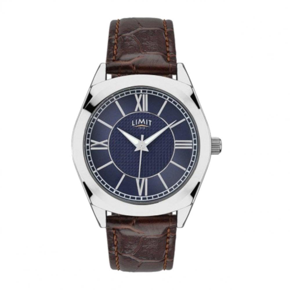 Limit Mens Blue Dial Brown Leather Strap Watch 5962