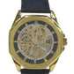 NY London Mens Automatic Dial Analogue Gold/White/Black Leather Strap Watch