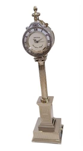 Miniature Clock Tower Silver Plated Dual Time (Front/Back) Solid Brass IMP441 - CLEARANCE NEEDS RE-BATTERY