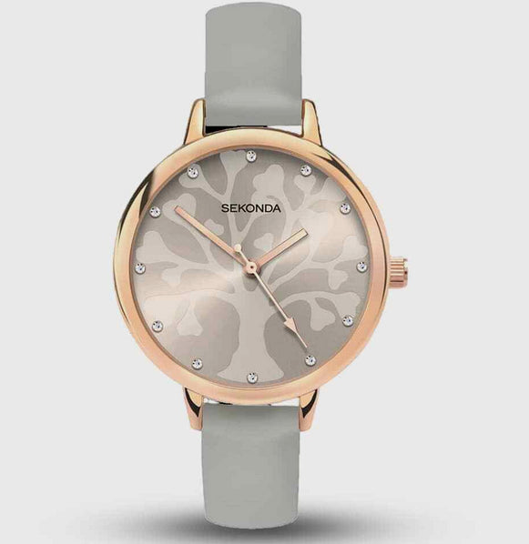 Sekonda Ladies Classic Rose Gold Plated Tree Of Life Watch