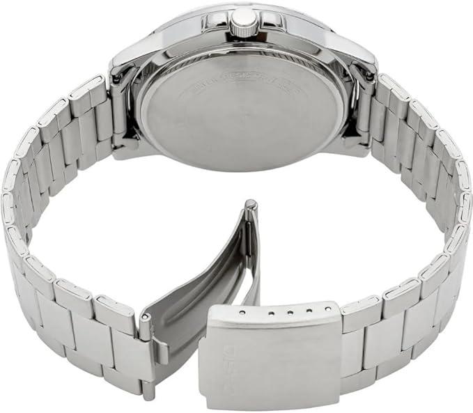 Casio Mens Analogue Dated Black Dial Silver Stainless Steel Bracelet Watch