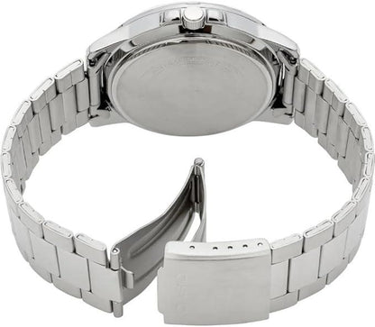 Casio Mens Analogue Dated Black Dial Silver Stainless Steel Bracelet Watch