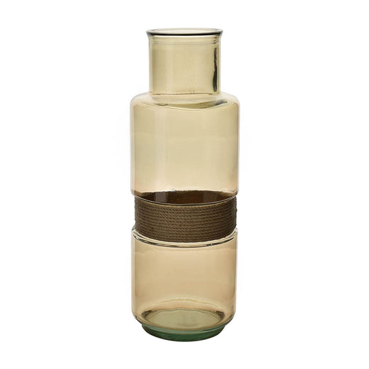 Hestia Tan Recycled Glass Tall Vase with Twine
