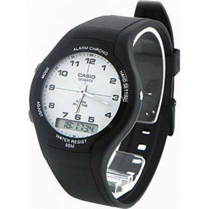 Casio Mens Dual Digital Time Black Rubber Strap Watch - AW-90H Available Multiple Color
