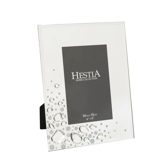 Hestia Large Crystal Mirror Glass Frame 4" x 6"