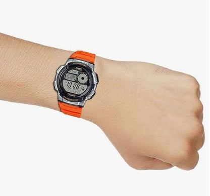 Casio Mens Digital illuminator Sports Orange Rubber Strap Watch - AE-1000W-4BVDF