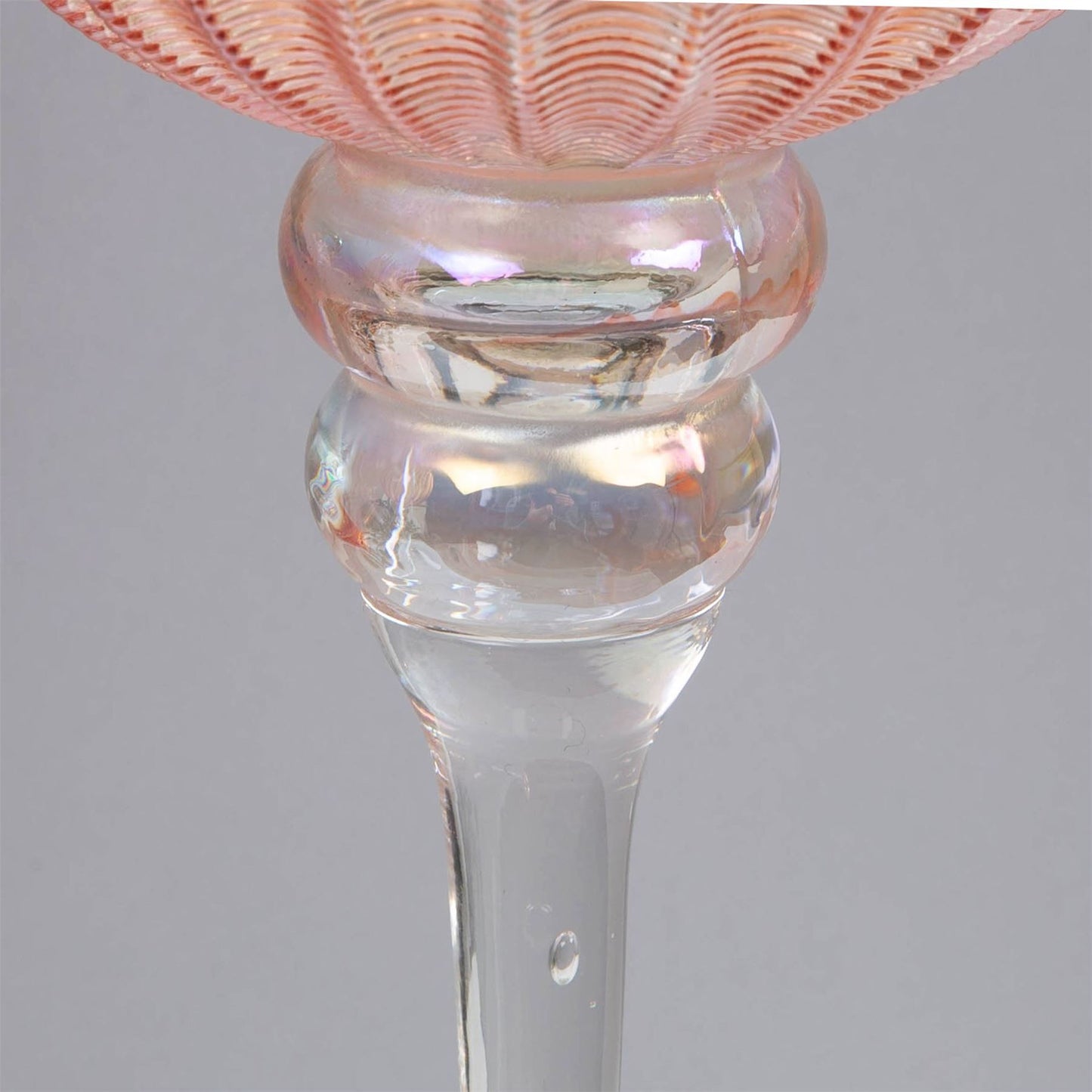 Set of 3 Pink Glass Goblet Style Candle Holders