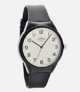 Limit Mens Basic White Dial Black Resin Strap Watch
