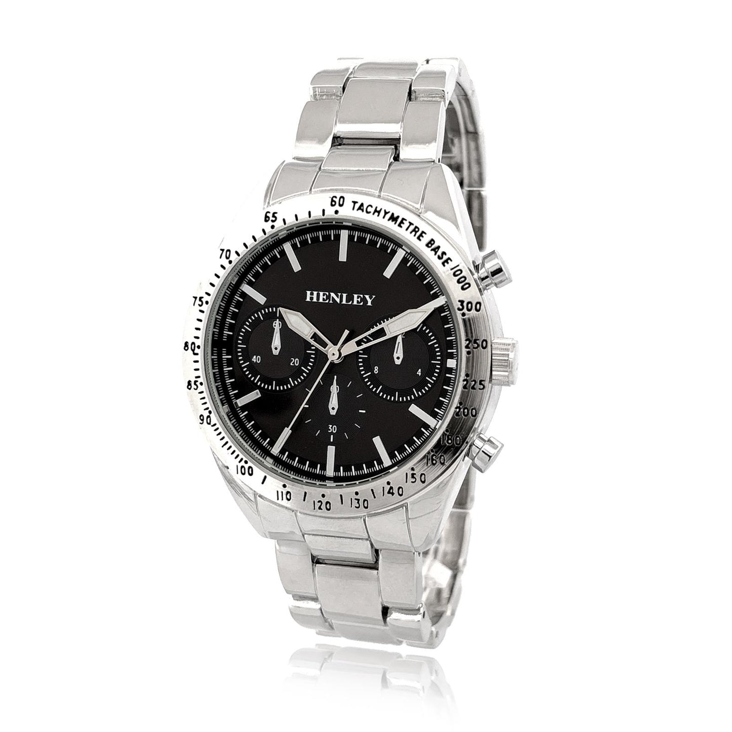 Henley Mens Fashion Round Case Multi Eye Dial Silver Plated Bracelet Watch H04001 Available Multi colors