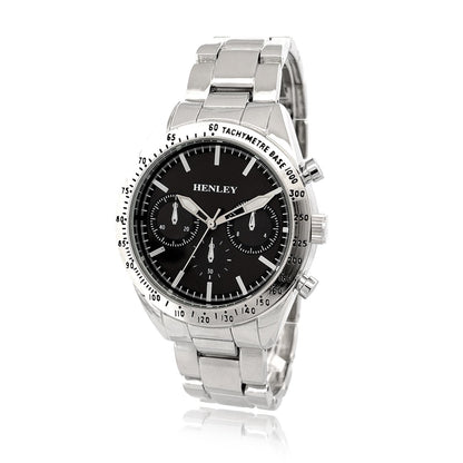 Henley Mens Fashion Round Case Multi Eye Dial Silver Plated Bracelet Watch H04001 Available Multi colors