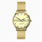 Sekonda Mens Day Date Cream Dial & Stainless Steel Gold Plated Expander Bracelet Watch 1952