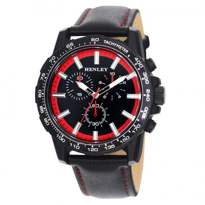 Henley Mens Fashion Satin Black Sports Coloured Stitch Multi Eye Watch H03015 Available Multiple Colour