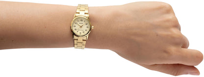 Casio Ladies Gold Plated Analogue Dial Stainless Steel Band Dress Watch - LTP-V001G-9BUDF