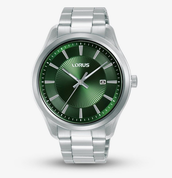 Lorus Mens Classic Clear Cut Green Dial Watch