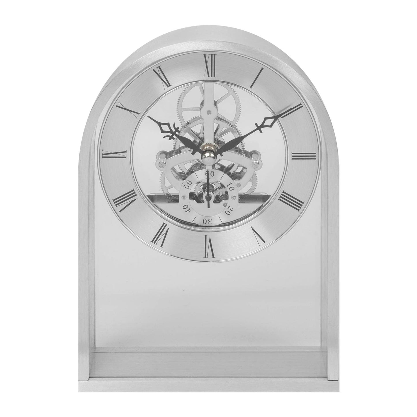 Widdop Silver Arched Skeleton Mantel Clock