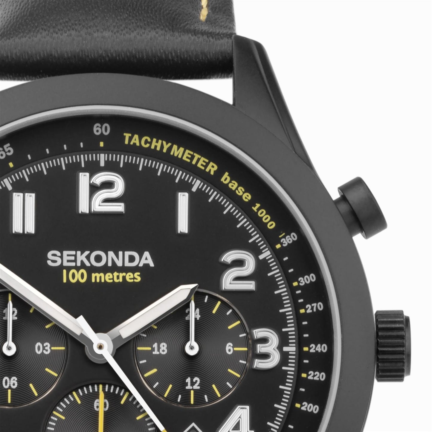 Sekonda Mens Navigator Dual Time Black Alloy Case & Leather Strap with Black Dial Watch  30112