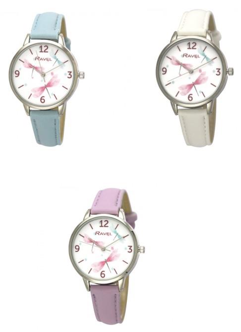 Ravel Women's Dragonfly Leather Strap Watch - RF011 Available Multiple Colour