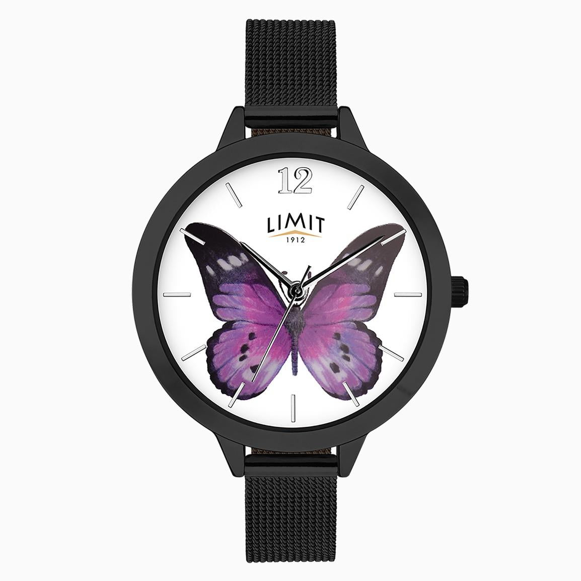 Limit Ladies Butterfly Black Mesh Strap Watch 6274