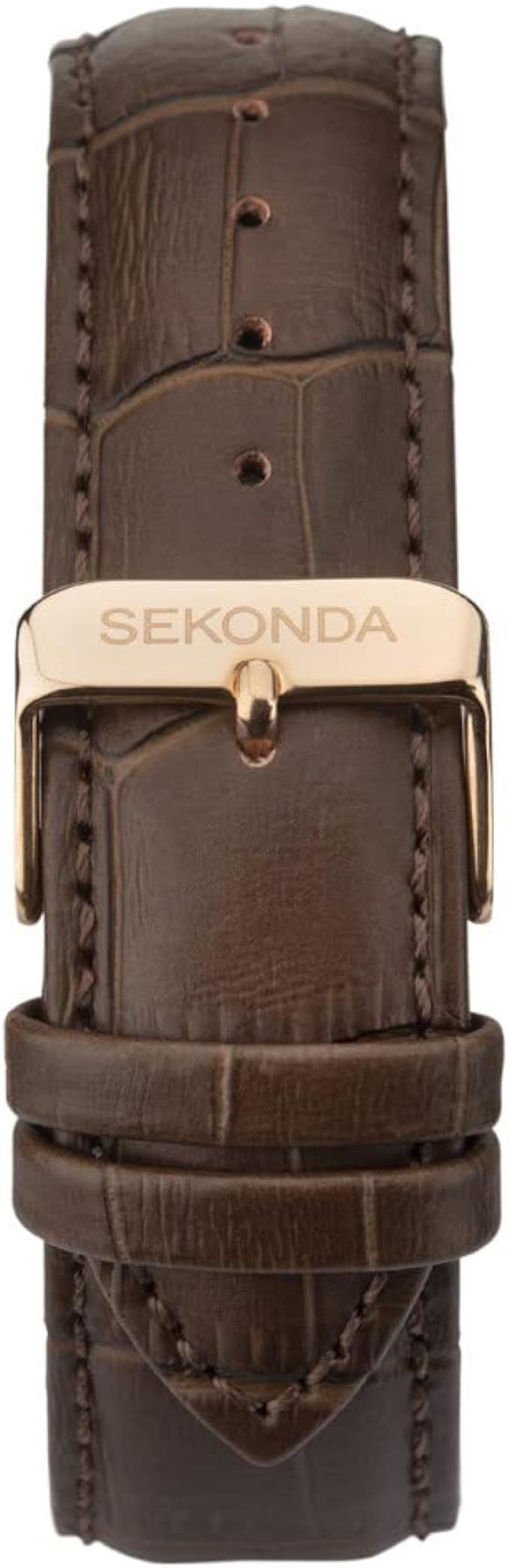 Sekonda Mens Dated Chronograph Blue Dial Brown Leather Strap Watch 1626
