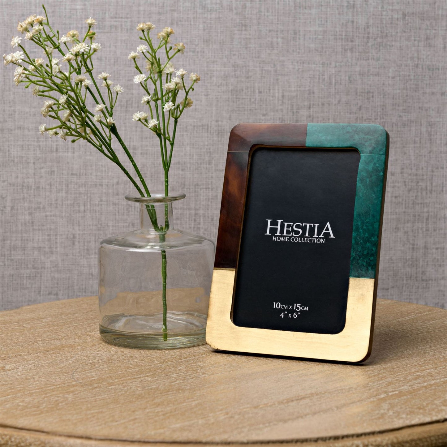 Hestia Malachtite Green, Brown & Gold Resin Photo Frame 4x6"