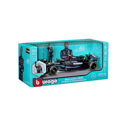 F1 MERCEDES AMG W14 2023 WITH DRIVER FIGURE HAMILTON 1:24