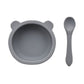 Bambino Silicone Feeding Set Bib, Bowl & Spoon Blue/Grey