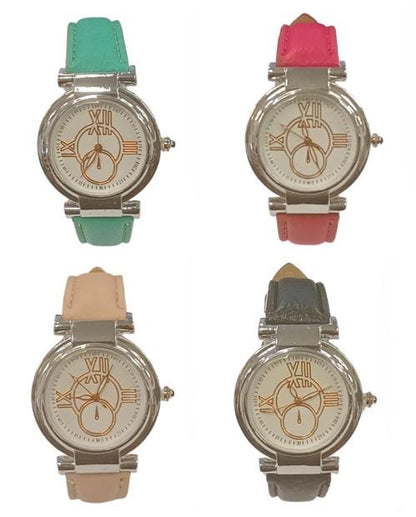 Ladies Fashion White Dial Leather Strap Watch Available Multiple colour - CLEARANCE NEEDS RE-BATTERY