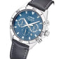 Lorus Mens Fashion Sports Chronograph Date Grey/Blue sunray Dial Black Leather strap Watch RT341KX9