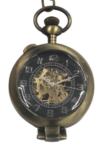 Mens & Ladies Mechanical Hand Winding Half Hunter Steampunk Bronze Pocket Watch