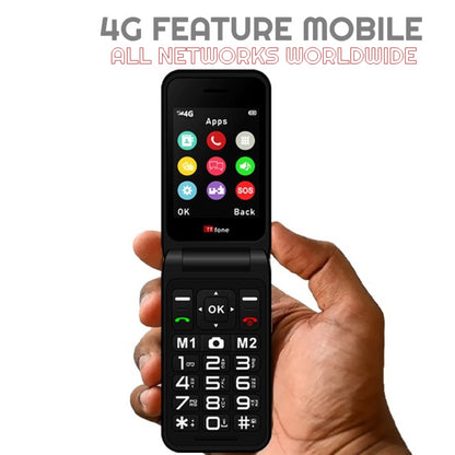 TTfone TT760 Flip 4G Big Button Mobile Phone for the Elderly with Emergency Assistance Button Black/Red